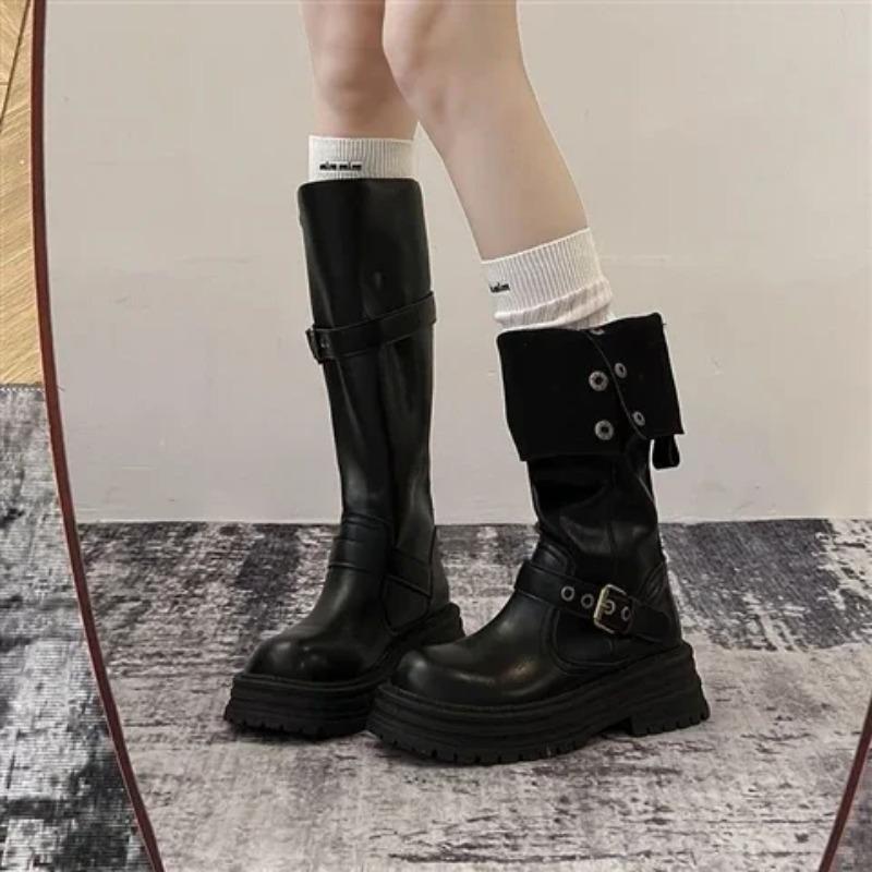 Women'S Faion Long Boots Two-Way Wear Ankle-Length Fce Lined Thi Heel Knight Sle Autumn Winter New Arrival