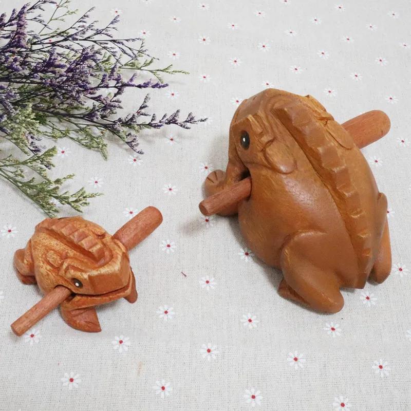 Wooden Lucky Frog Thailand Traditional Craft Croaking Musical Instrument Home Office Decor Fengshui Carved Ornament Kid Toy Gift