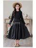 Girls' Spring 2025 Long Sleeve Mori Style Dress with Spliced Big Swing Skirt.