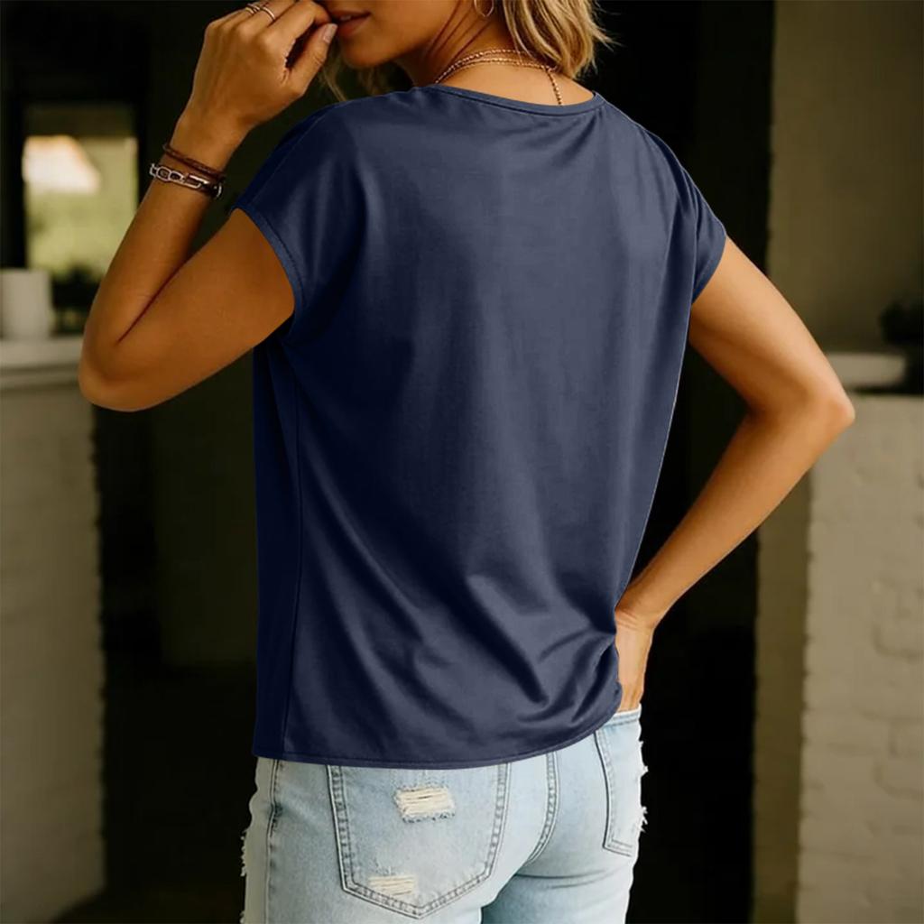 Lässiges und modisches Damen-T-Shirt mit V-Ausschnitt und kurzen Ärmeln