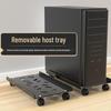 Mobile Computer Host Shelf with Wheels for Organization and Storage