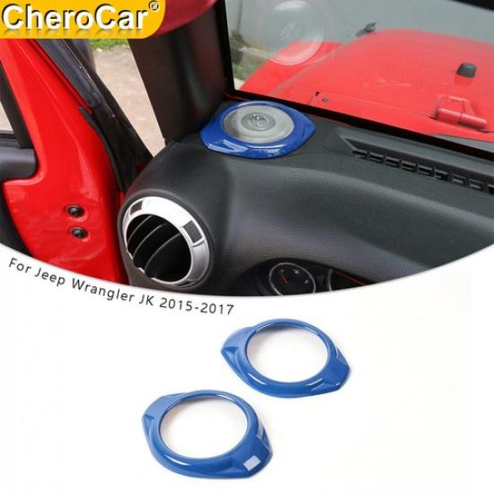 Dash A-Pillar Speaker Trim Cover Decor for Jeep Wrangler JK 15+ Accessories Blue