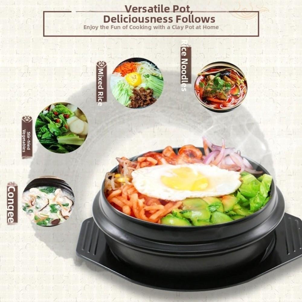 Thickened Korean Stone Pot with Tray Cooking Soup Pot Korean Cuisine Casserole  Commercial Use