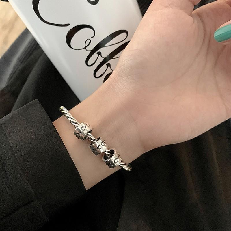 Retro Braided Open Bangle: S925 Silver Plated Unisex Bracelet - Trendy Heavy Industry Design