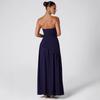 New European And American Sexy Diagonal Splicing Tube Top Dress Dress Women'S Long Skirt Pleated Tube Top