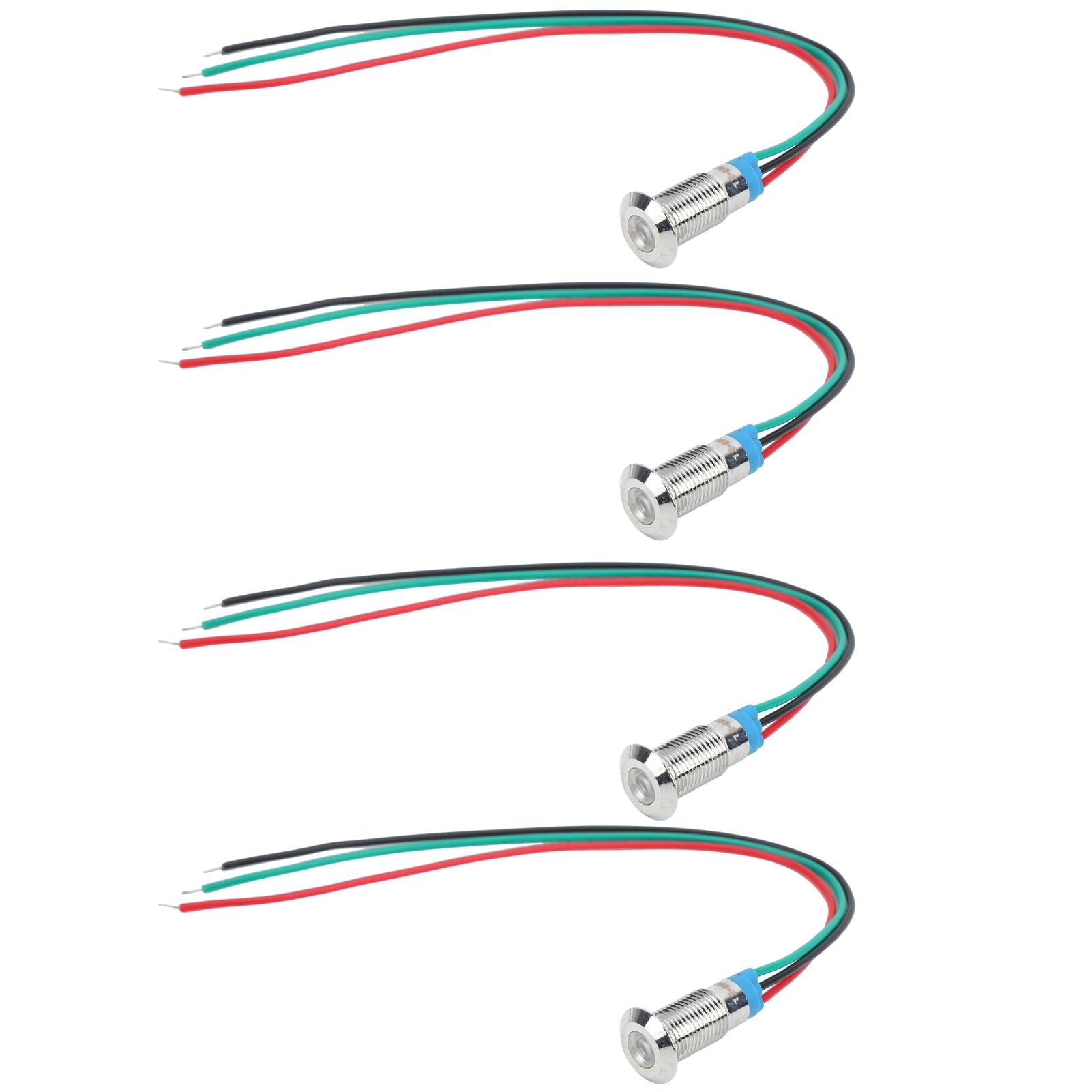 

4 шт. Металлический светодиодный индикатор Лампа с общим катодом Компоненты промышленного управления 8 мм 1224ВКрасный и