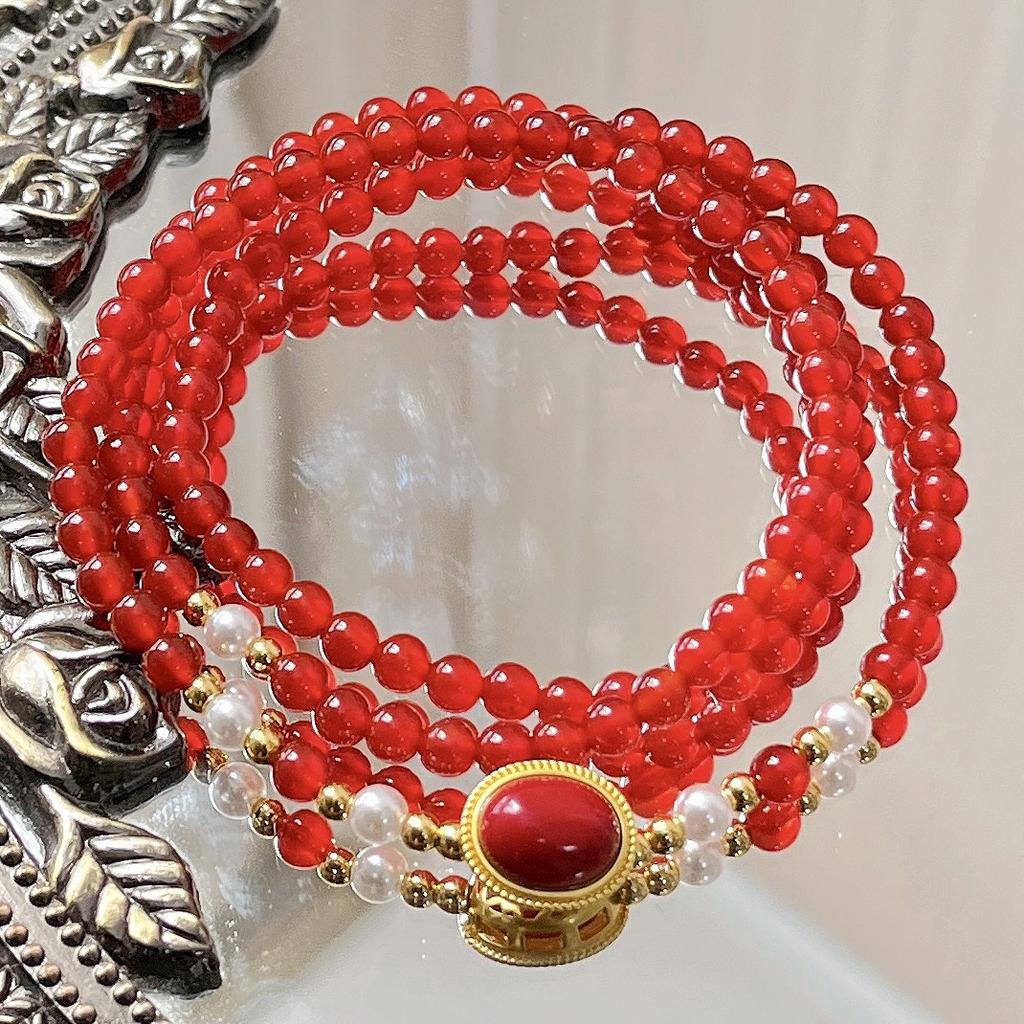 4Mm Autumn And Winter Natural Ice Transparent Chalcedony Design Sense Multi-Circle Bracelet Bracelet
