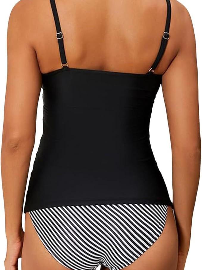 Women's Strappy Printed Bikini - Split, Belly-Covering Swimsuit