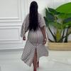 European and American Summer New African Elegant Style Striped Asymmetrical One-sleeved Fishtail Dress