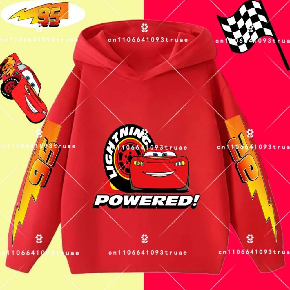 Cars Lightning McQueen Racing Children Hooded Sweatshirt Boy Girl Autumn Winter Daily Outdoor Vacation Casual Warm Sportswear