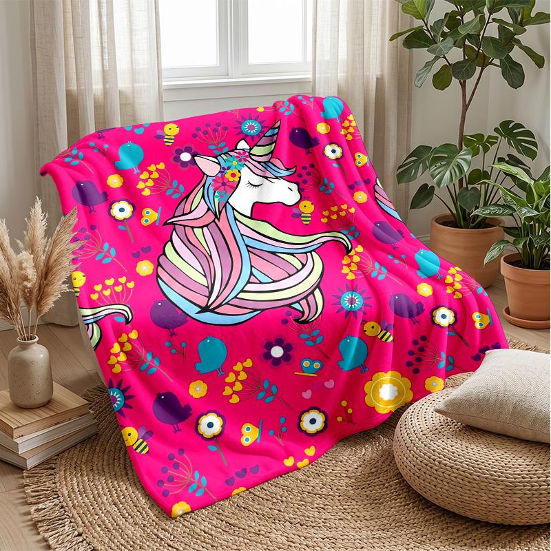 Fantasy Unicorn Art Theme Blanket Lightweight Warm Flannel Blanket Decorative Throw Blanket for Home Decoration