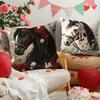 Horse And Flower Pattern Digital Printing Pillow Cover Short Plush Suitable Living Rooms Bedrooms Sofas Throw Cushion Cover