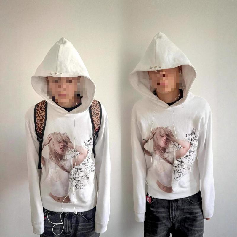 Y2K printed long sleeved men's high street fashion brand casual hooded