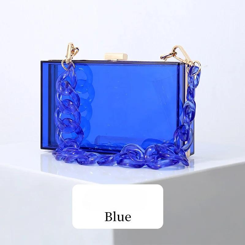 New Acrylic Transparent Box Bag for Women Fashion Shoulder Chain Crossbody Purse Luxury Evening Party Clutch Clear Mini Handbag