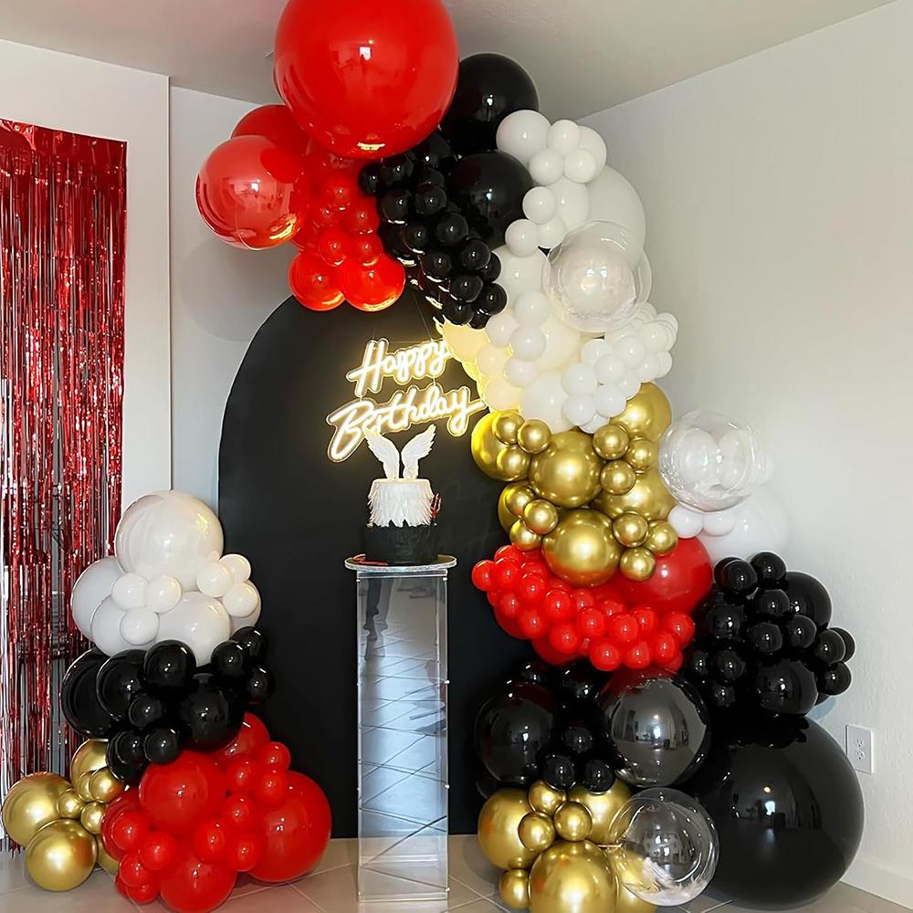 Black Red Balloons Garland White Gold Confetti Balloon Arch Kit New Tear 2026 Graduation Birthday Party Baby Shower Decoration