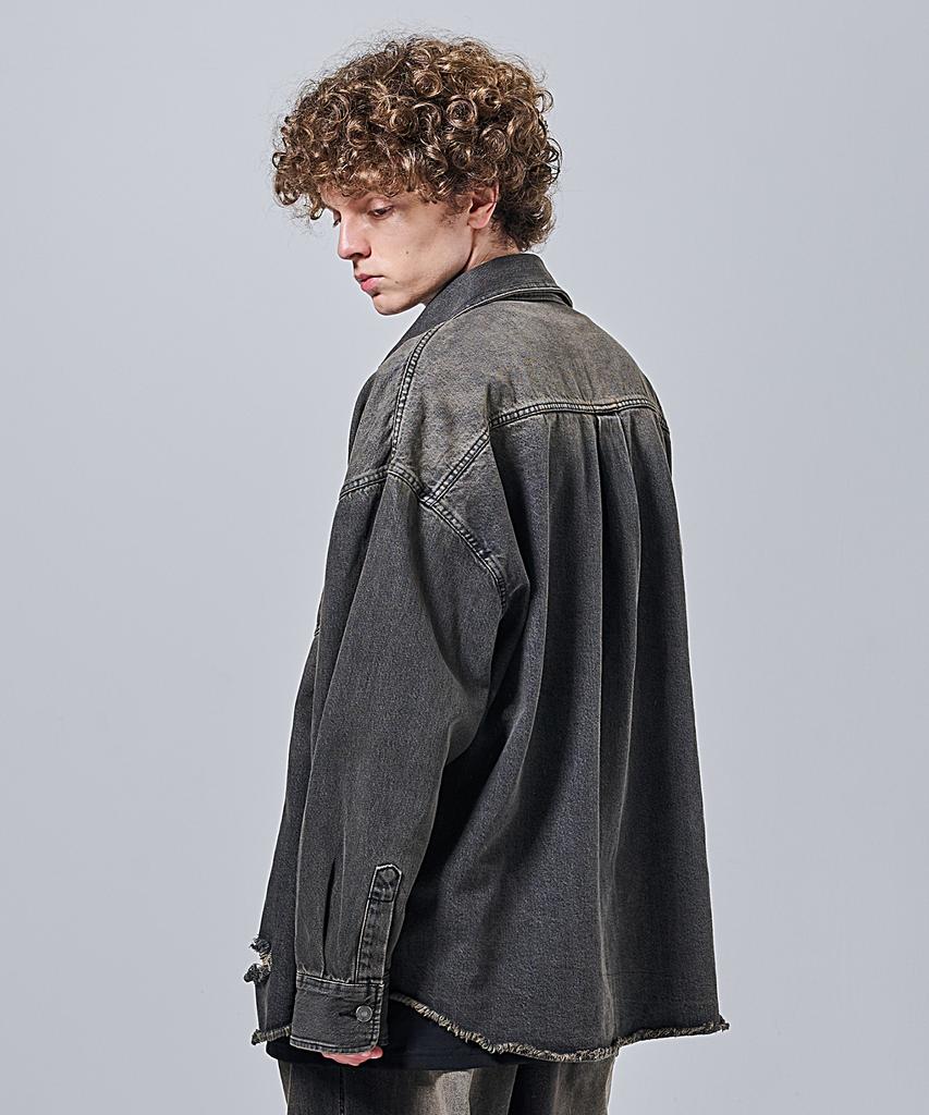 Otherfits Vintage Washed Denim Shacket (Black)
