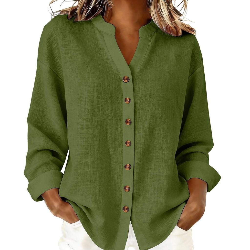 Women's Fashion Casual -Colour Long-Sleeved Button-Front Cardigan Shirt T-Shirt Top