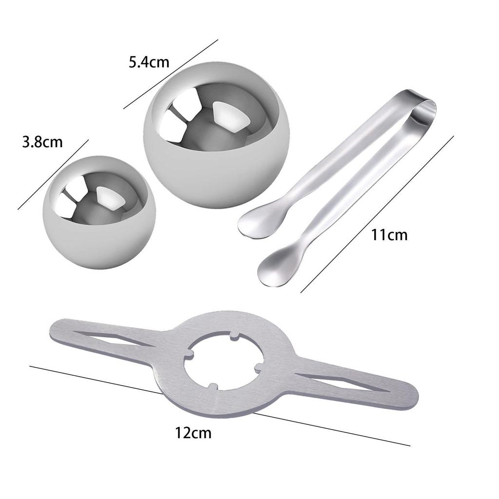 Coffee Ice Ball Rack Reusable Portable Stainless Steel with Holder Stainless Steel Ice Ball Set for Tea Time Home Bar Party Cafe