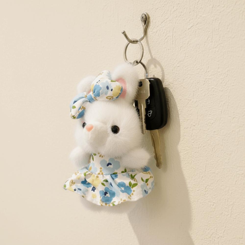 Soft Flower Skirt Bunny Pendant 12CM Rabbit Doll Pendant Fashion Stuffed Animal Keyring  Gifts