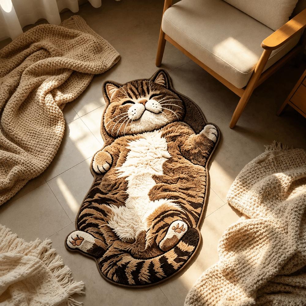 Easy to Clean Cat-Shaped Area Rug Anti-fouling Cartoon Carpet Soft Home Decor Carpet Bedrooms