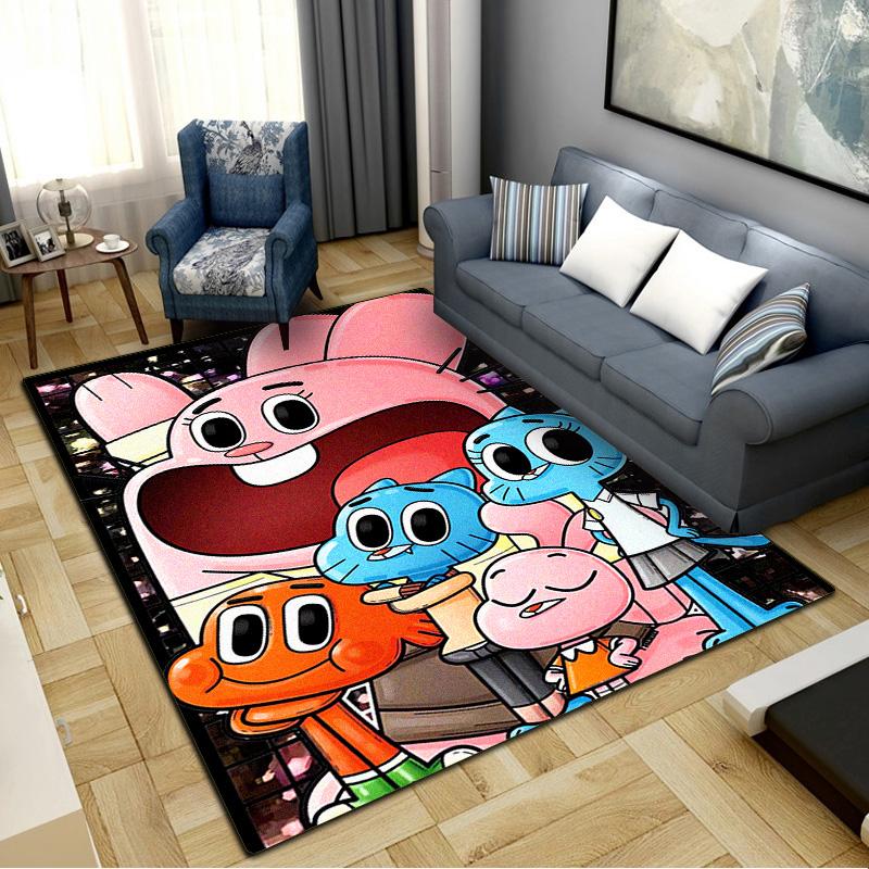 Tappeto Gumball Amazing World per Soggiorno Camera da Letto Casa Decorazione Divano, Tappetino Antiscivolo per Giochi Bambini