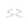 S925 Silver Plated Stud Earrings with Diamond Rotary Line Earrings Simple Commuter Korean Temperament Small Fresh Wave Zircon Stud Earrings