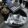 Gray Wolf Round Area Rug,Carpet Rug for Living Room Bedroom Sofa Playroom Decor,Non-slip Floor Mat