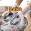 2 Pairs Multifunctional Magic Brush Household Washing Gloves Silicone Rubber Waterproof Kitchen Cleaning Glove for Washing Dishes and Clothes