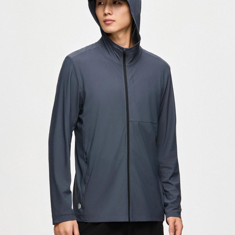 Anta Training Series Solid Color Zip-Up Hooded Sports Jacket Men Jacket Gray 152427713-4