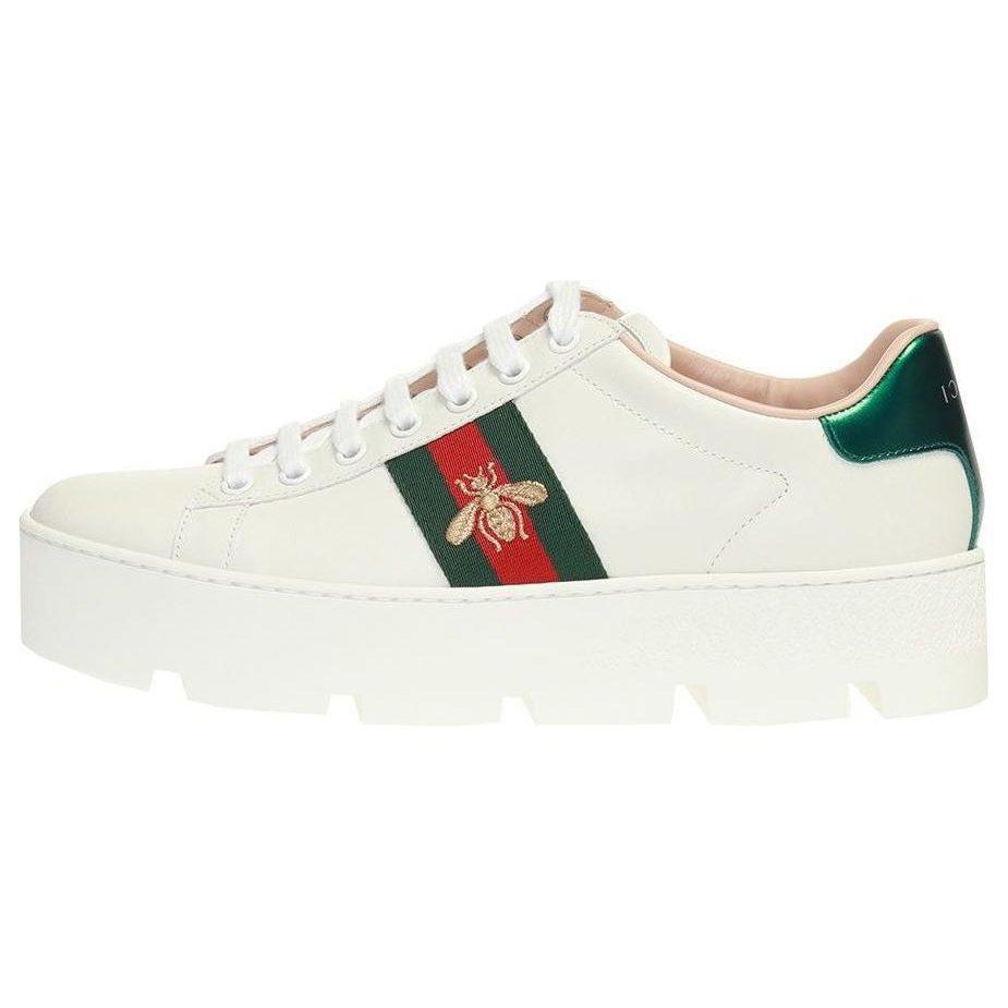 Gucci Wmns Ace Izšūta platforma `Balta`