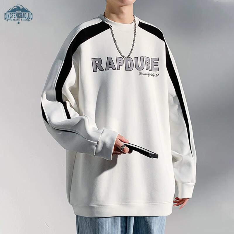 

Dingfengbaoluo Men s Retro Color-Block Crewneck Sweatshirt XL