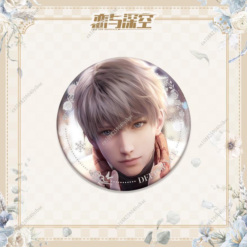 Love and Deepspace Sylus Xavier Zayne Rafayel 75MM Anime Cosplay Shiny Colorful Badge Brooch Pin Game Fans Collection Deco Gift