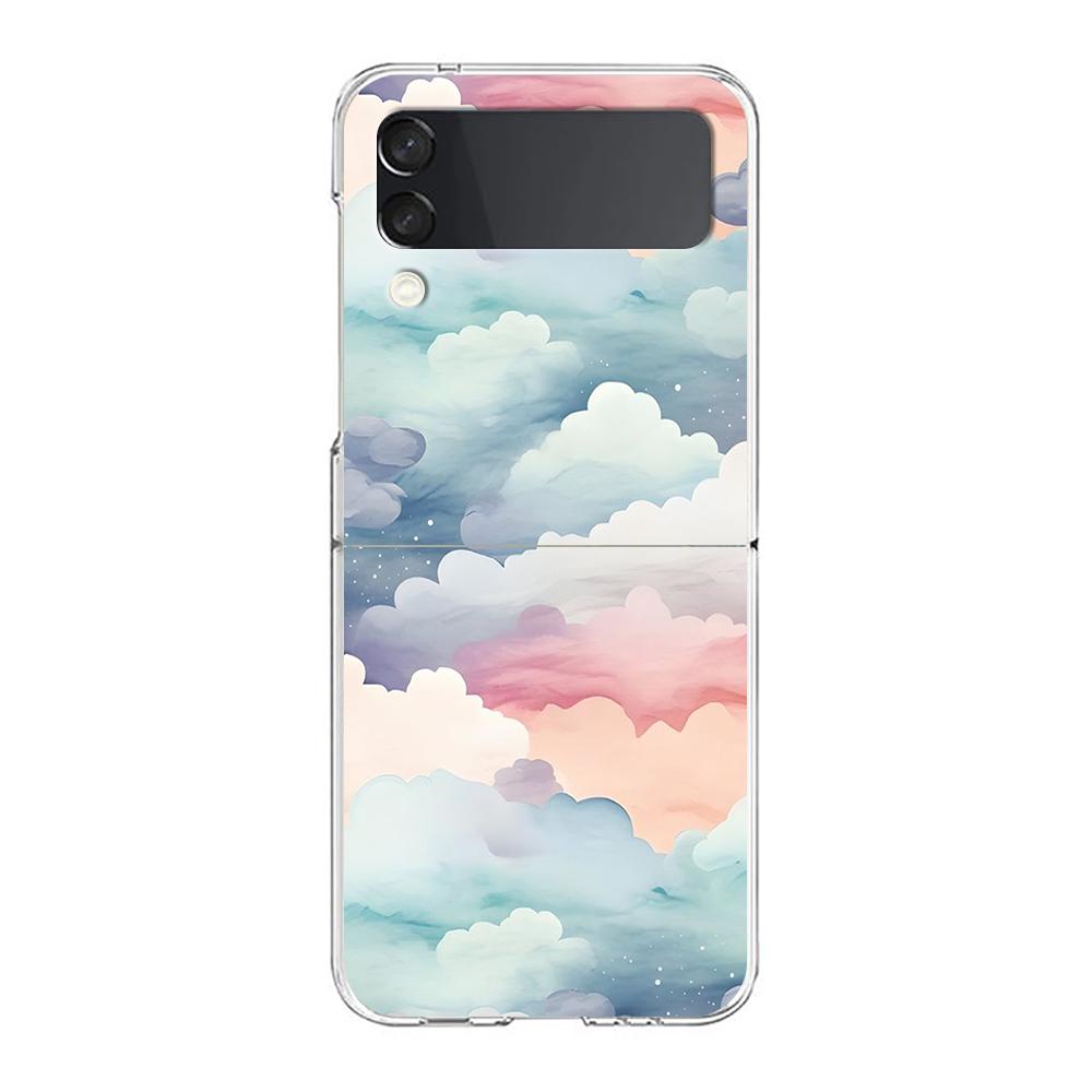 Floating Liquid candy mural Phone Case For Samsung Galaxy Z Flip 3 4 5 Hard Folding Clear PC For Samsung Z Flip 6 Back Cover