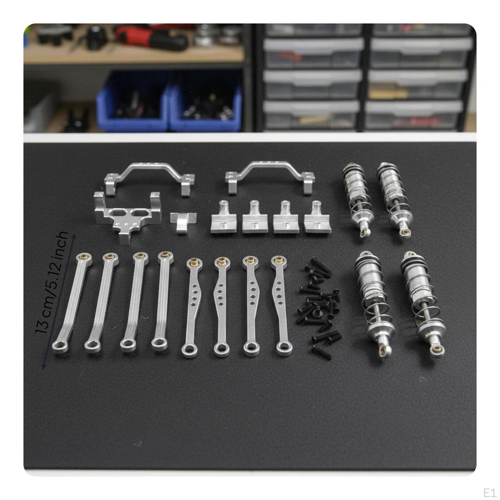 1/16 Scale RC Car Upgrade Steering Link Mount Metal Chassis and Shock Set for Rock