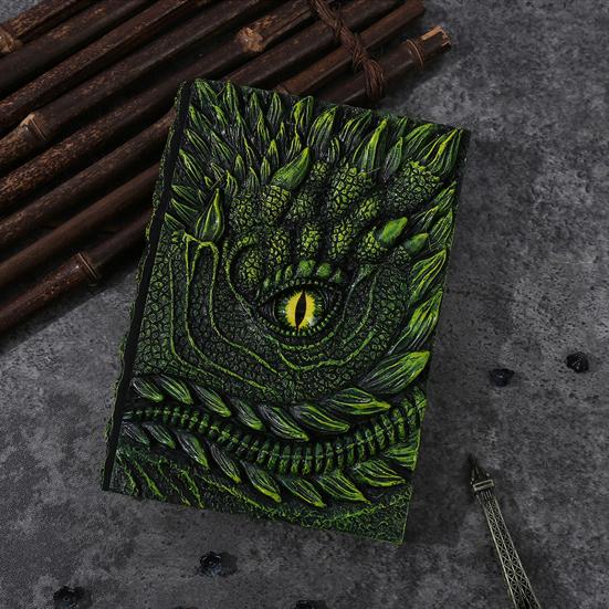 Dragon Eye 3D Embossed Journal Refillable Travel Notepad Vintage Blank Pages Notebook for Sketching Calligraphy