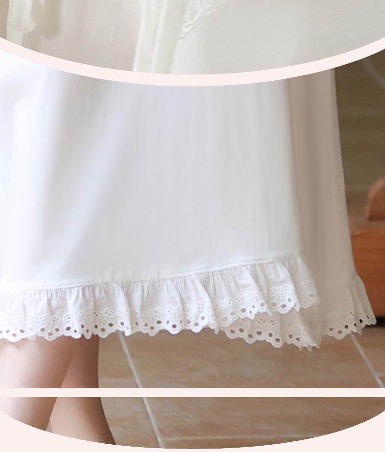 Cămașă de noapte de bumbac cu mâneci lungi pentru femei, stil curte - Largă, mărime plus, moale, pijama de toamnă/iarnă pentru purtare în interior/exterior