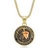 New Vintage Jewelry, Titanium Steel Gold-plated Epoxy Western Medieval Templar Pendant Necklace