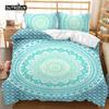 Bohemian Style Mandala Bed Cover Queen Size Size Tie Dye Spiral Bed Cover Hippie Boho Bed Ensemble Exotic Floral Premium Polyester Qulit Cover