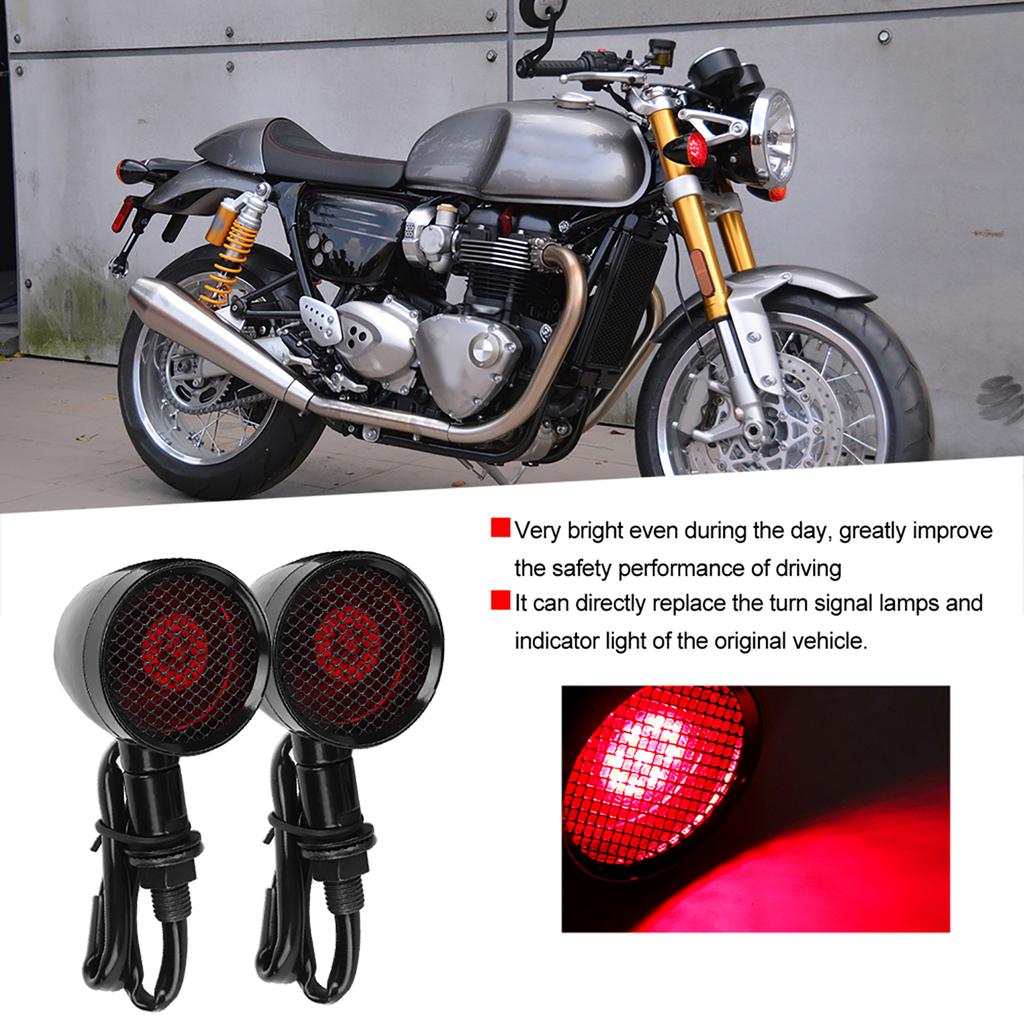 Motorcycle Retro Grid LED Turn Signal Brake Light Metal Blinker Flashes