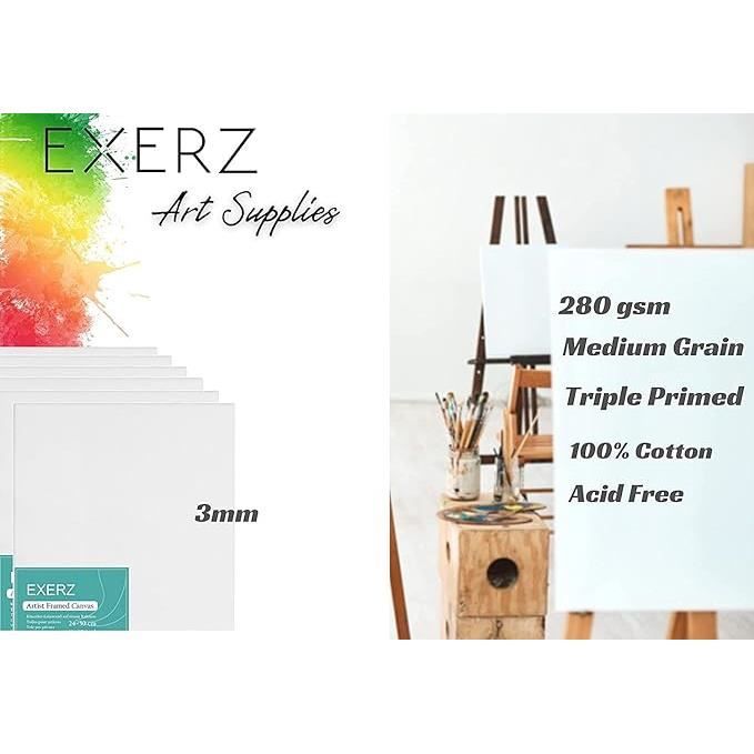 Panneaux de toile - exerz - 50x60cm - 4pcs - 280gsm - 100% coton