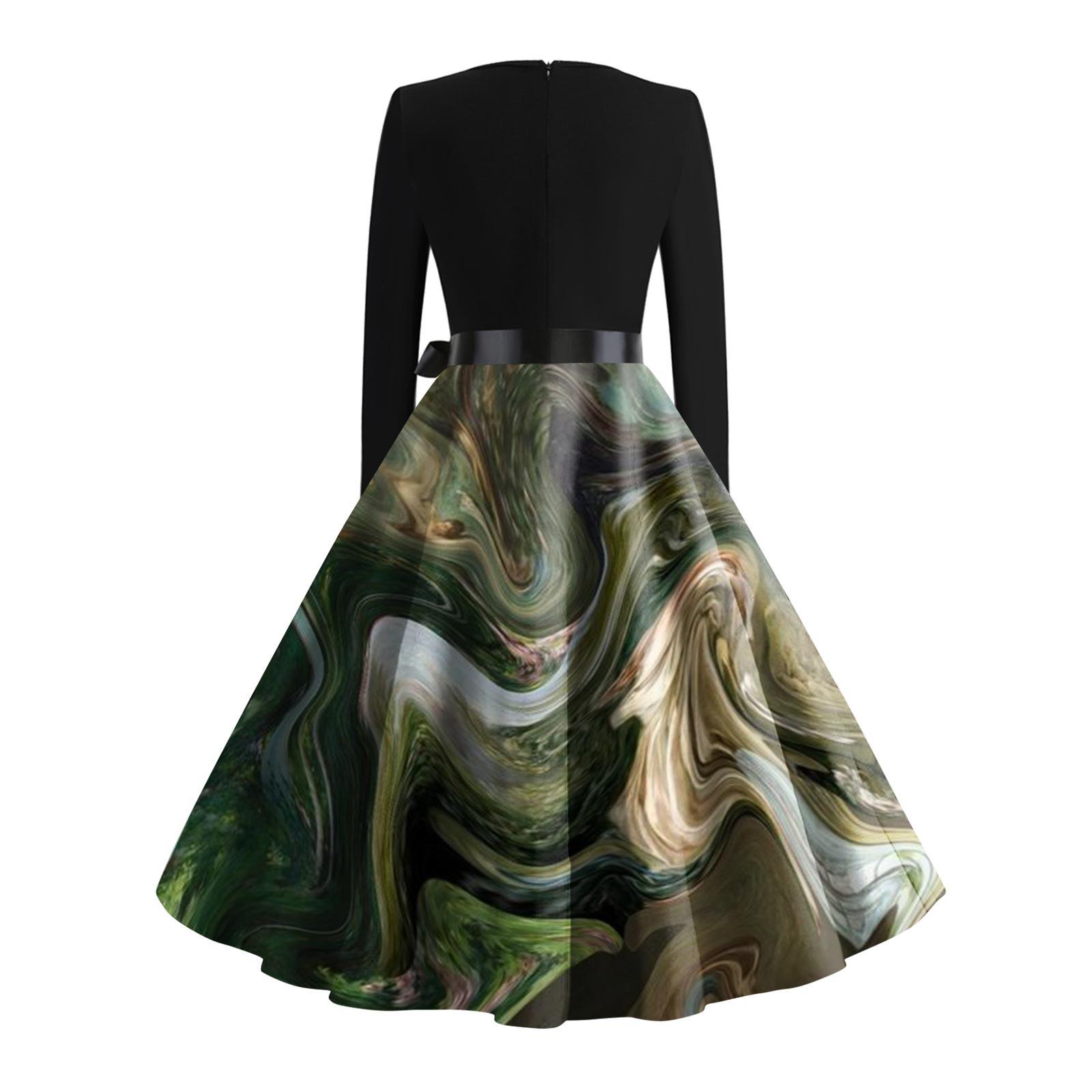 Женское расклешенное платье с принтом для женщин — фото 4