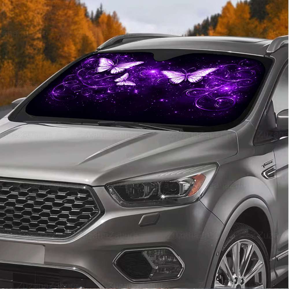 1Pcs Dewy Daisy Pattern Windshield Sunshade UV Rays Heat Blocker Keeps Vehicle Cool Unique Design Fit Sedans SUVs Trucks RVs