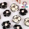 Camellia Brooch Black White Fabric Badge Mourning Funeral Corsage Pin High-end French Elegant Bag Clothes Scarf Accessory Brooch