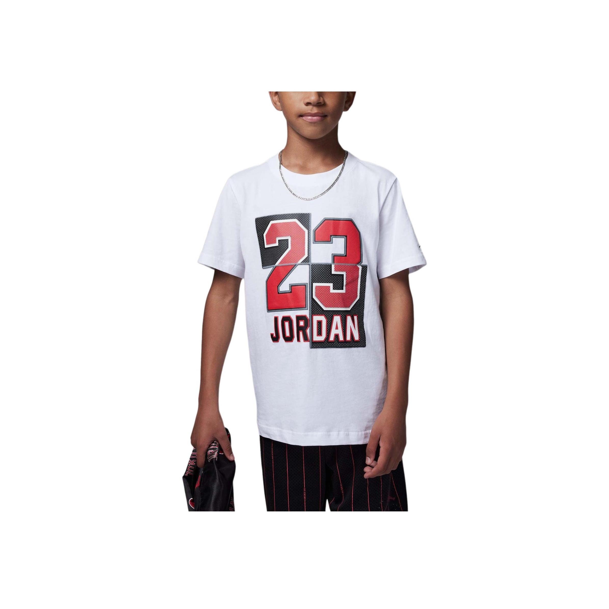 

Jordan Letter Logo Printed Round Neck Short Sleeve T-Shirt Kids Tops White FB1597-100 XL