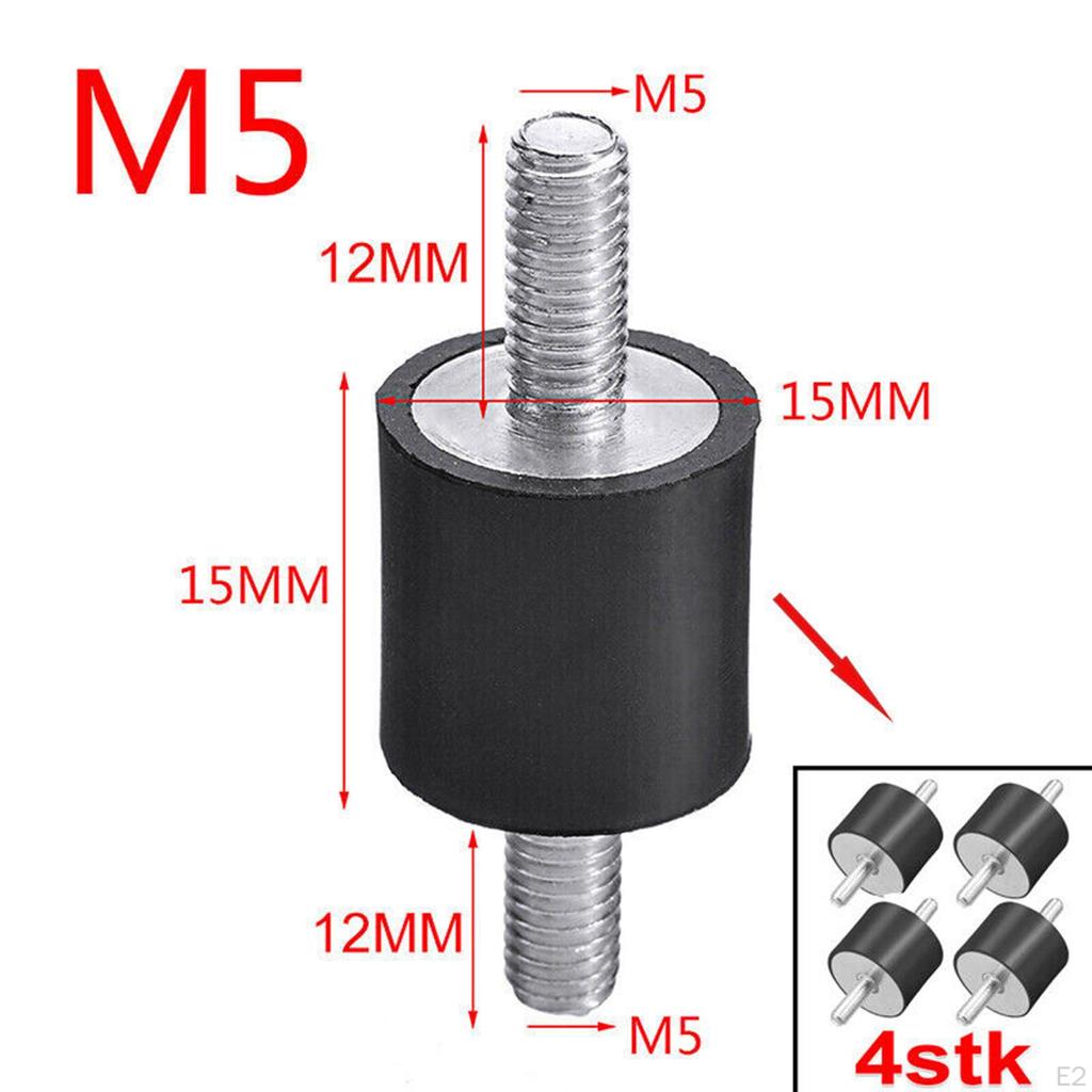 4Pcs Rubber Studs Shock Absorber Mounts M5 with Double Screw Anti Vibrations Isolator