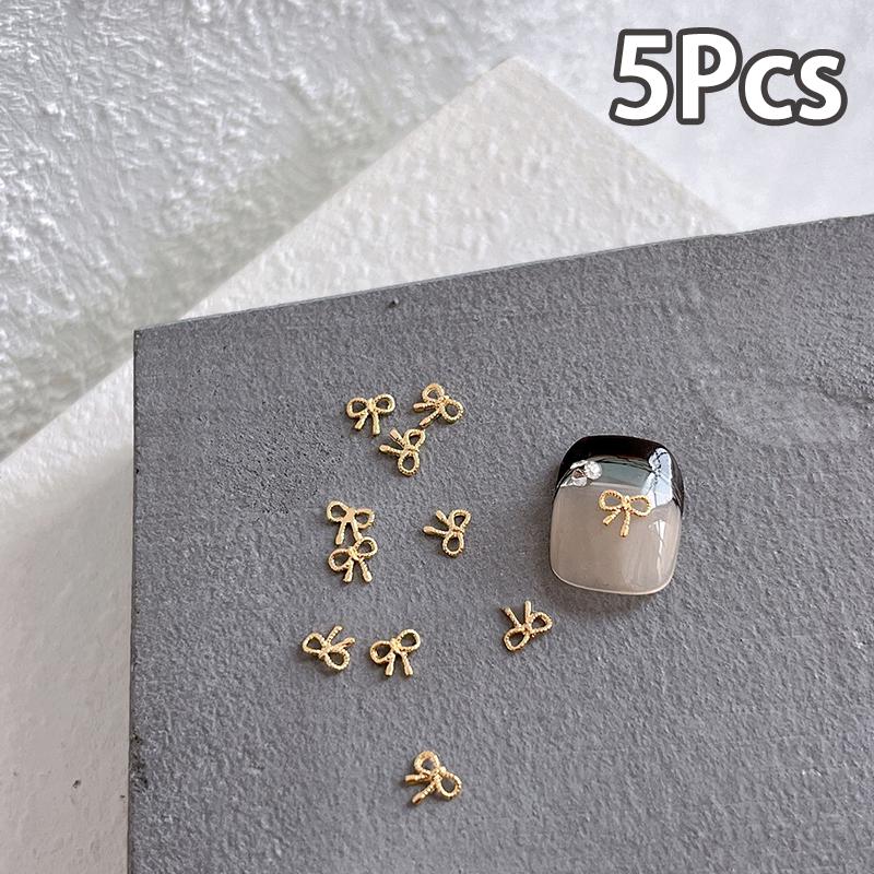 

5Pcs Bow Shaped Nail Decoration Stereoscopic Nail Accessories Nail Painting Nail Salon Nail Artists And Nail Enthusiasts золотой