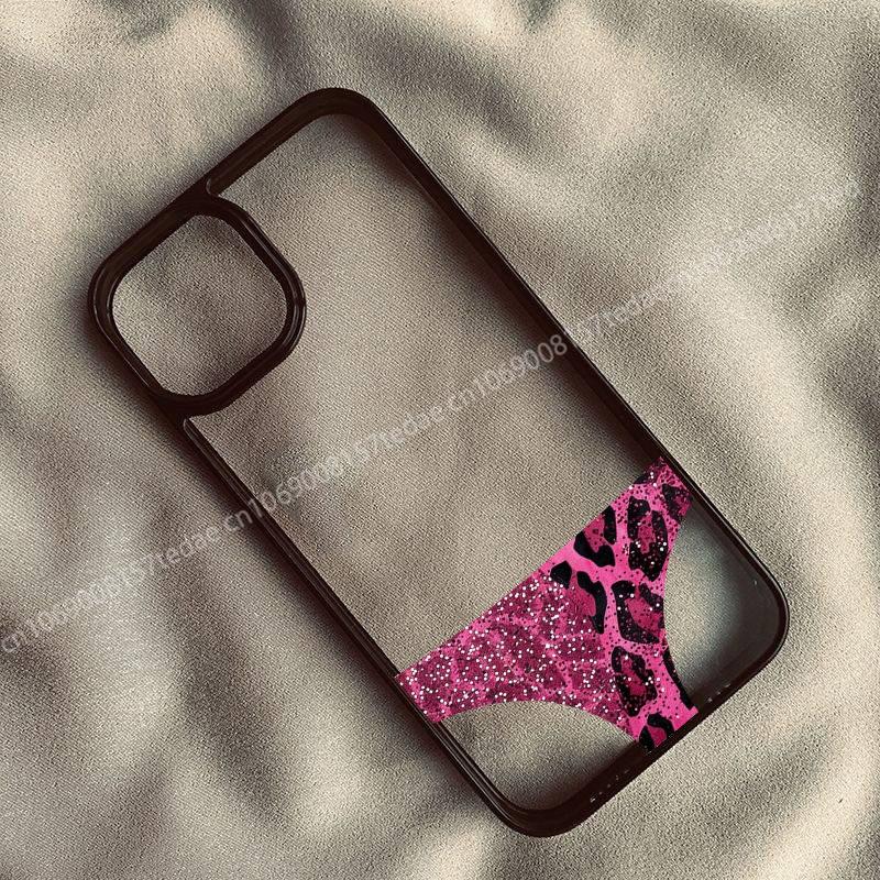 Funny Leopard Prints Panties Clear Phone Case for IPhone 16 15 13 14 12 17 Pro Max 16E INS Creative Y2K Shockproof Back Cover