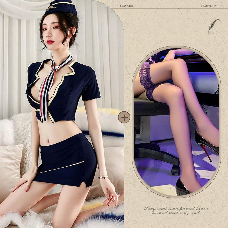 Sexy Role-playing Uniform Set Tempting Secretary OL Outfit Assorted Sizes And Colors Alluring Stewardess Costume Contour Skirt