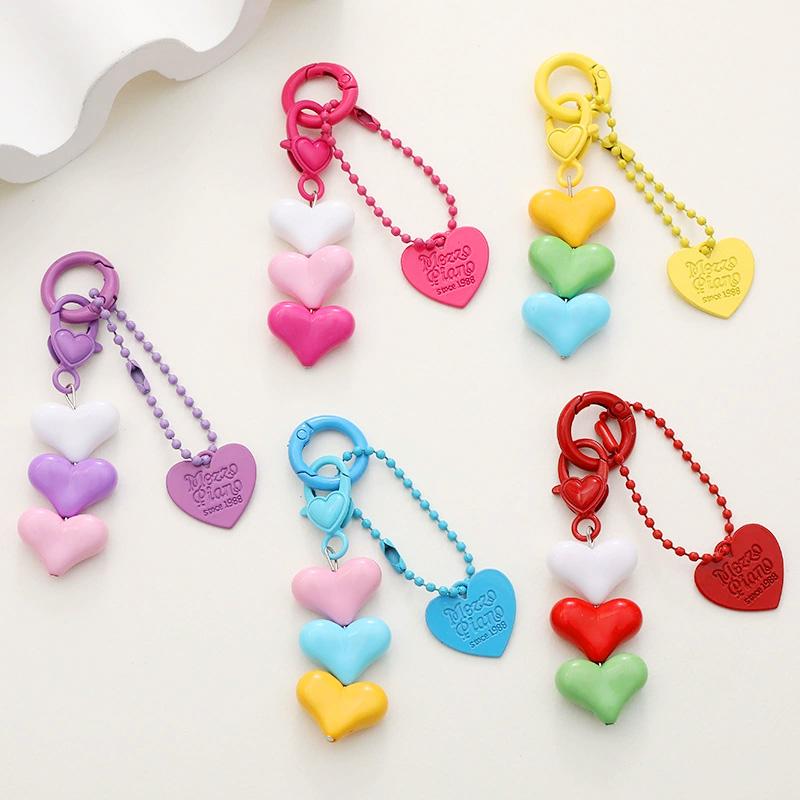 1PC Keychain Candy Color Key Ring Friendship Gift Heart-shaped Backpack Accessories Phone Pendant