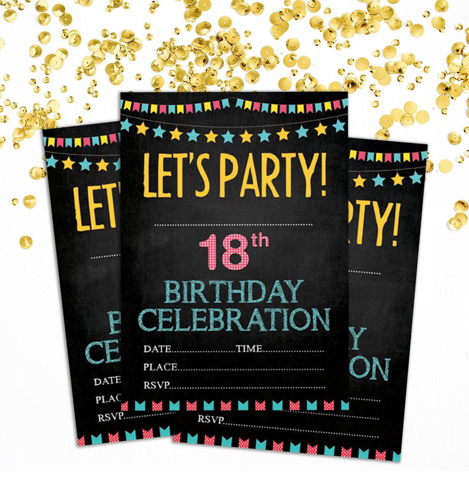 Darling Souvenir Black Birthday Invitation Card 28 Pcs Fill or Write In Blank Invites Printable Party Supplies 5 X 7